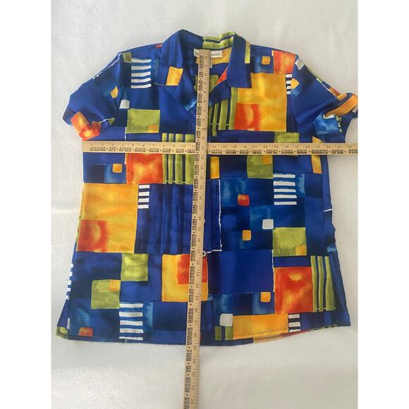 BRENDA GOODE Colorful  Short Sleeve Button Up  Blouse Women’s X-Large USA Made - Picture 6 of 7